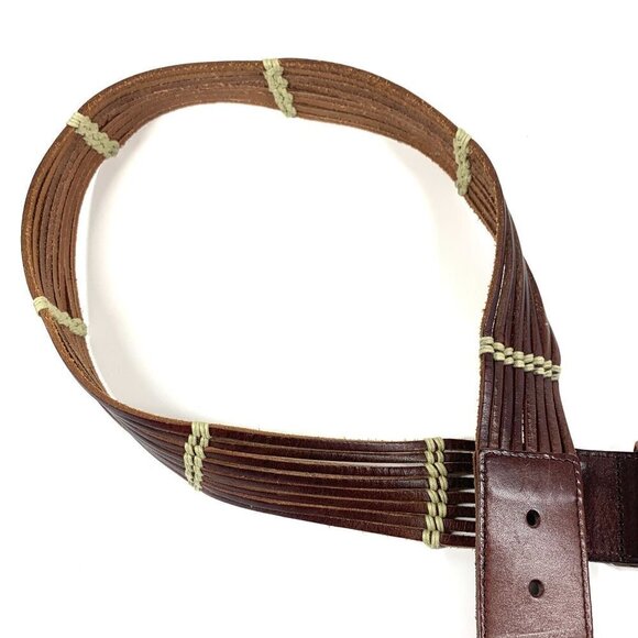 Talbots Women's Leather Belt Brown/Cream Silver Buckle Style#:6437 Size Small - Picture 11 of 11